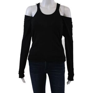 Mon Cashmere Womens Long Sleeve V Neck Layered Sweater Black Cashmere Size 1